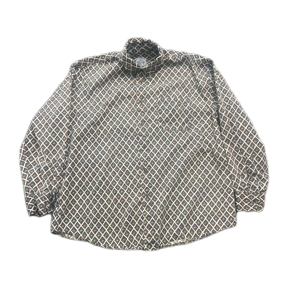 Vintage Cambridge Shirt Mens Large Multicolor Geometric AOP Cotton Button Down